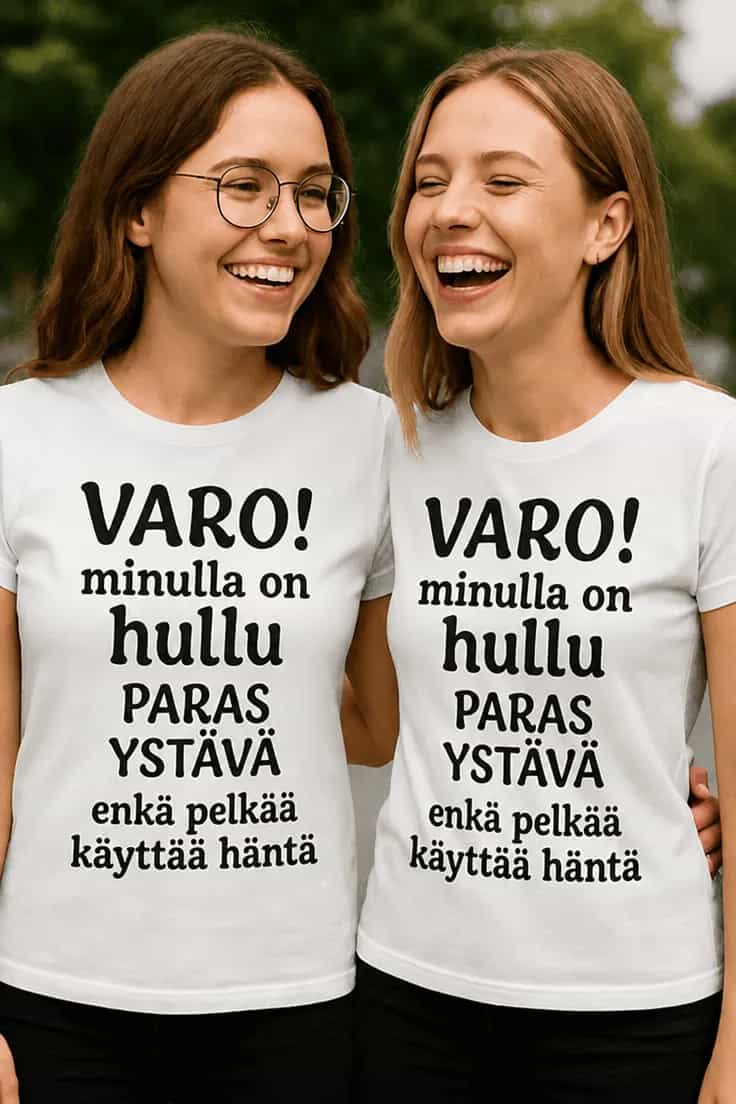 Hauska t-paita Varo hullu paras ystävä