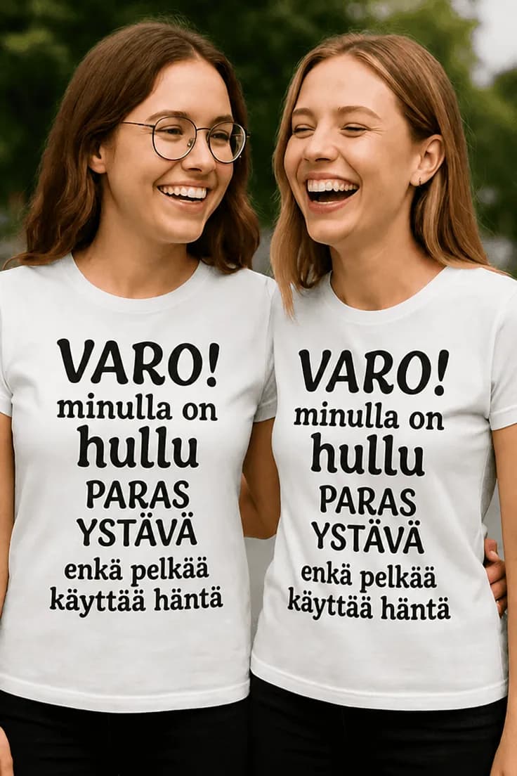 Hauska t-paita Varo hullu paras ystävä