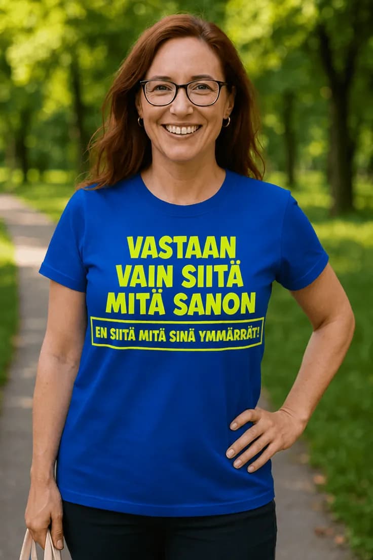 Hauska t-paita Vastaan vain sanoistani