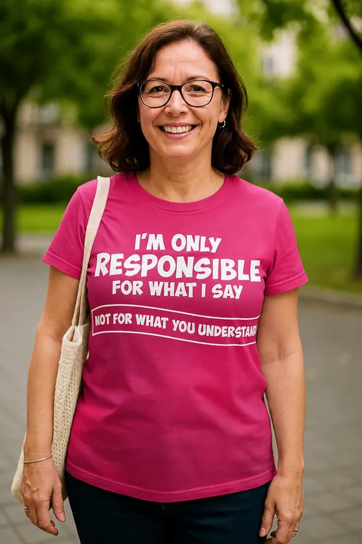 Hauska t-paita Vastuussa sanoistani – I'M ONLY RESPO