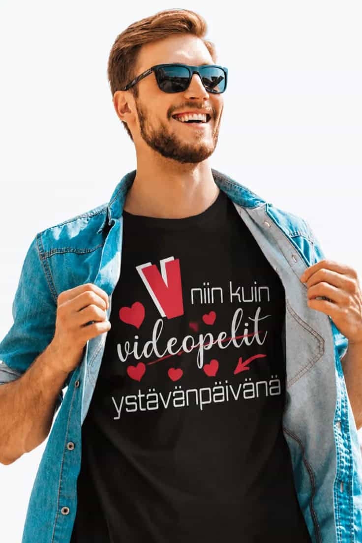 Hauska t-paita Videopelit ystävänpäivänä – V