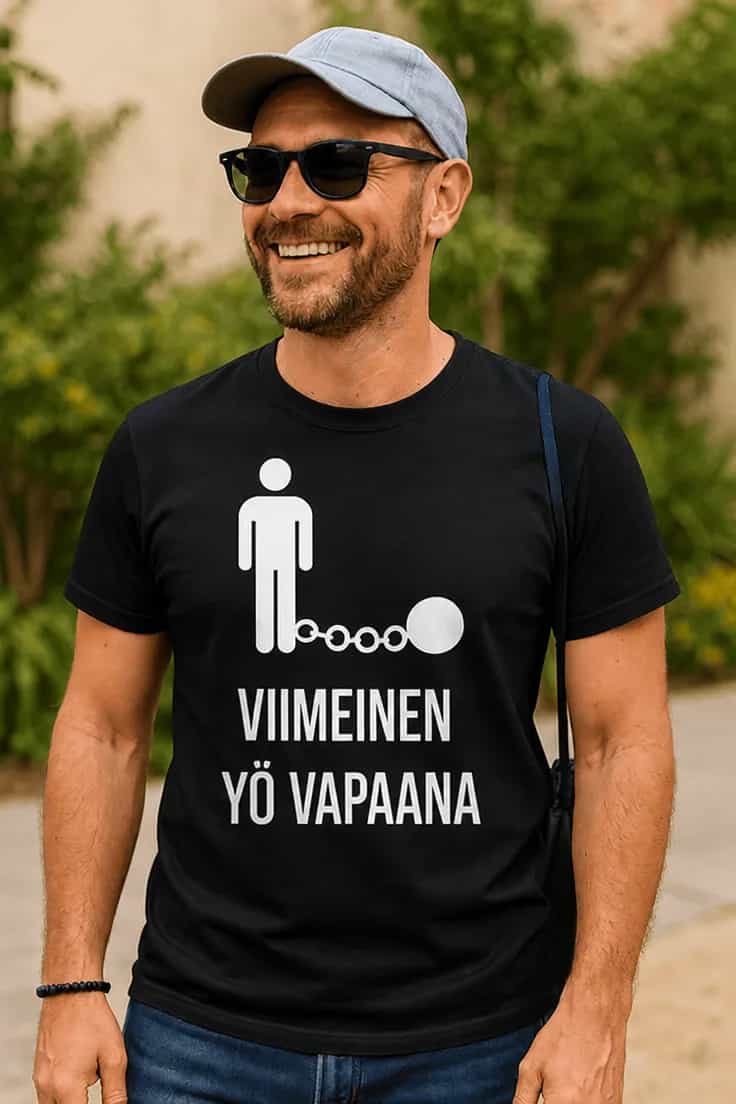 Hauska t-paita Viimeinen yö vapaana | VIIMEINEN
