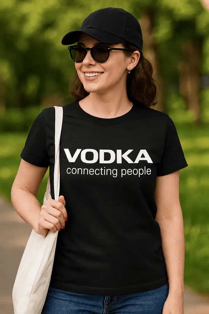 Hauska t-paita Vodka connecting people
