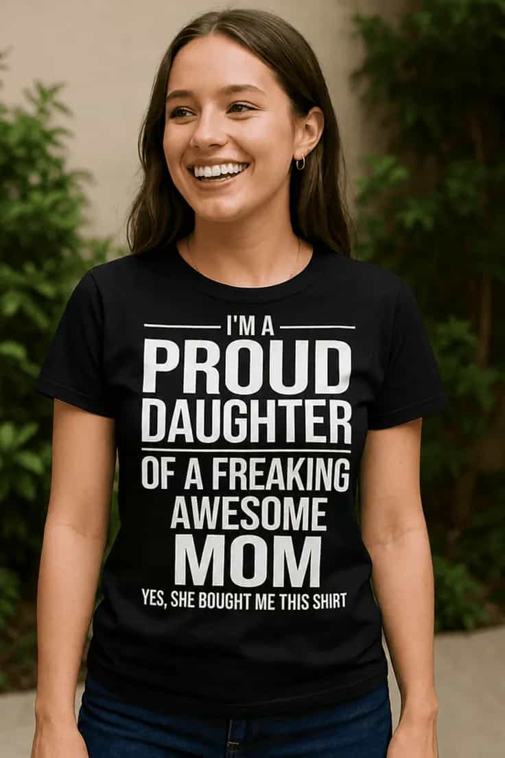 Hauska t-paita Ylpeä tytär – I'M A PROUD DAUGHTER