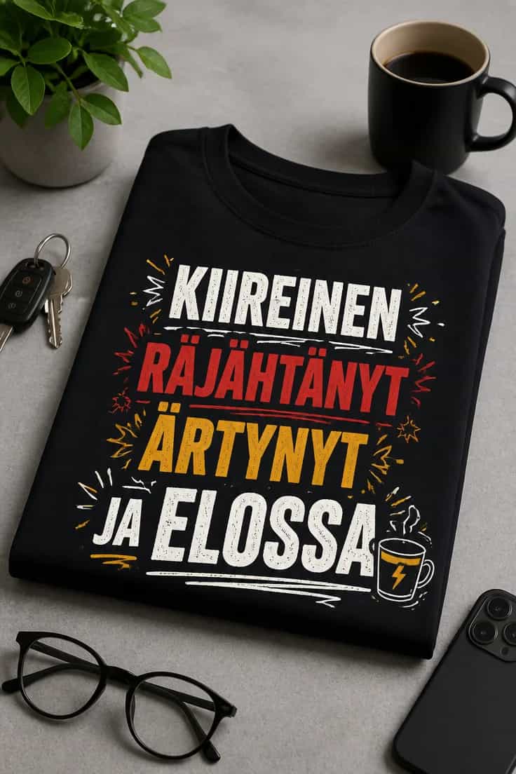 Hauska tekstipaita – KIIREINEN RÄJÄHTÄNYT ÄRTYNYT