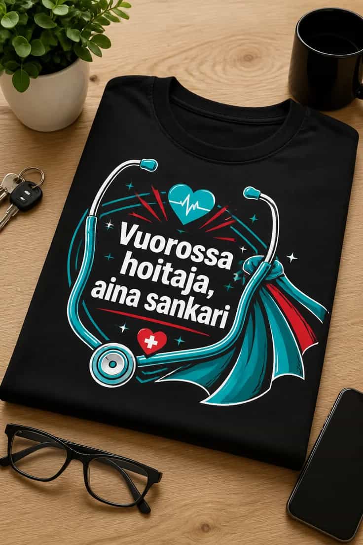Vuorossa hoitaja, aina sankari - hoitajan t-paita