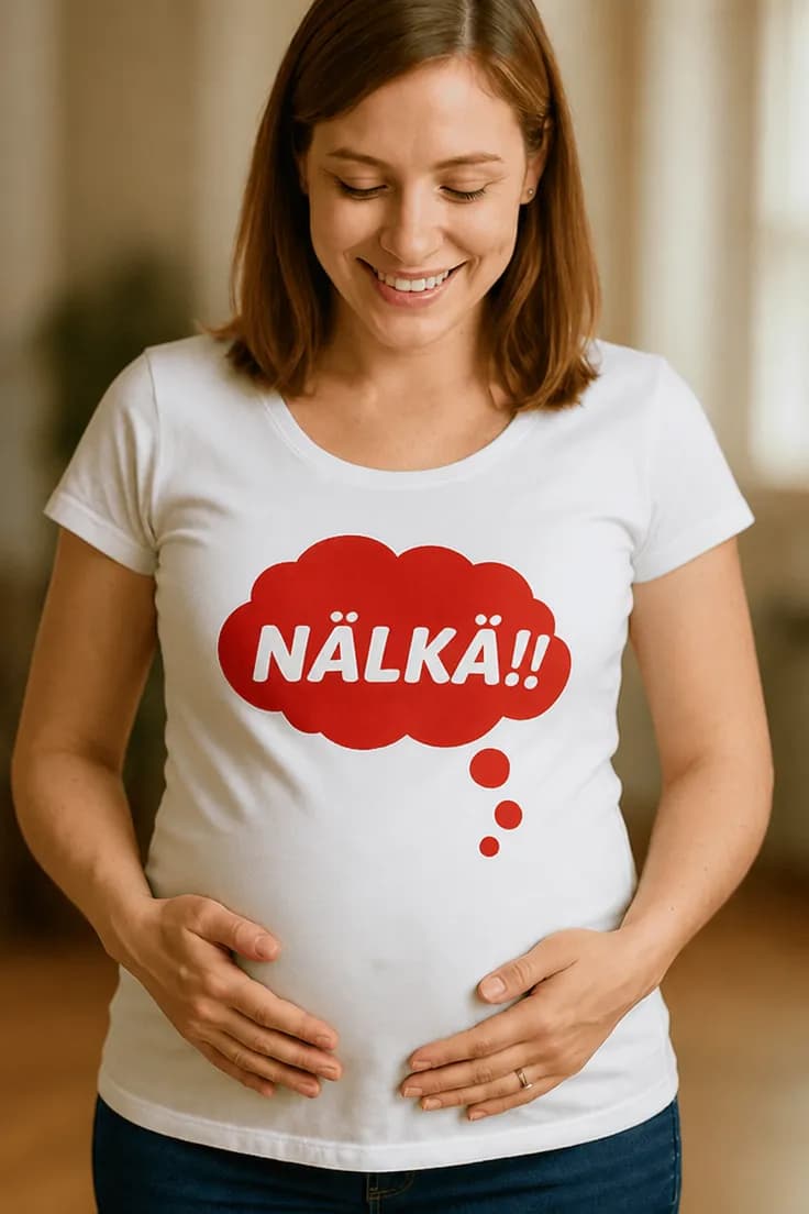 Äitiys t-paita Nälkä – NÄLKÄ!!