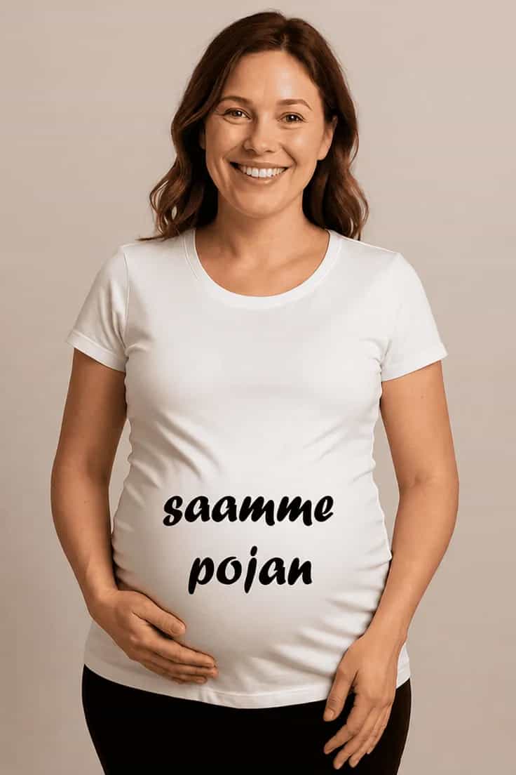 Äitiys t-paita Saamme pojan