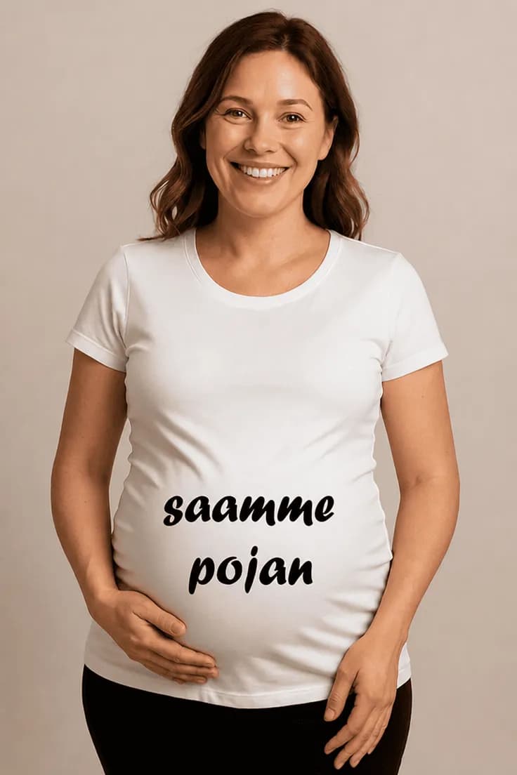 Äitiys t-paita Saamme pojan