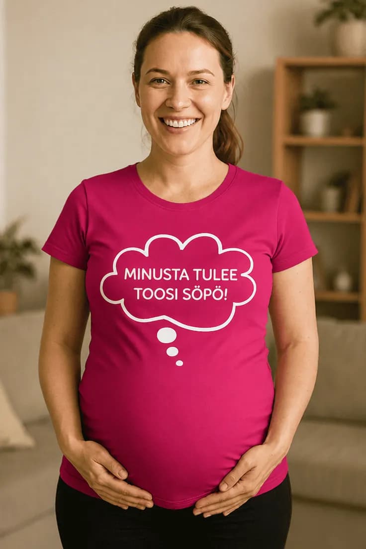 Äitiys t-paita MINUSTA TULEE TOOSI SÖPÖ!