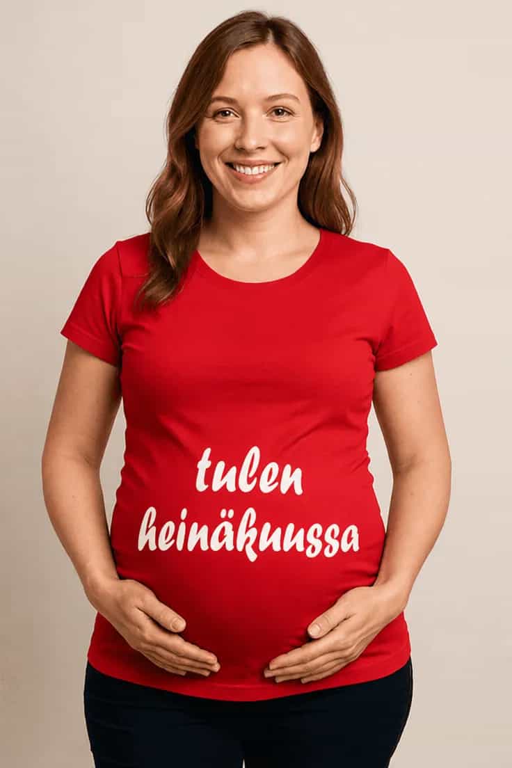 Äitiys t-paita Tulen heinäkuussa