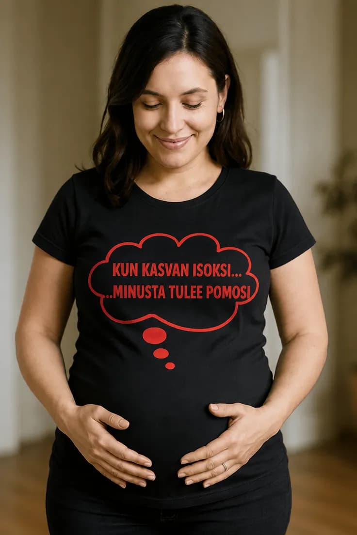 Äitiys t-paita Tuleva pomo – KUN KASVAN ISOKSI...