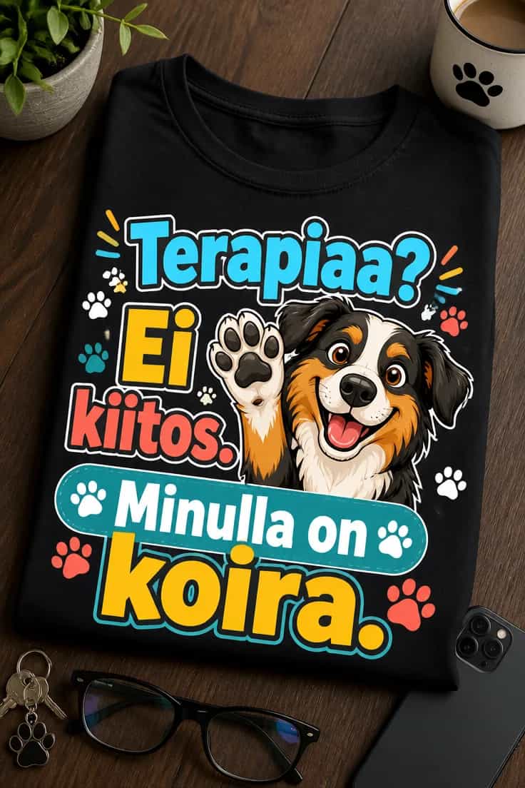 T-paita Terapiaa? Ei kiitos. Minulla on koira.