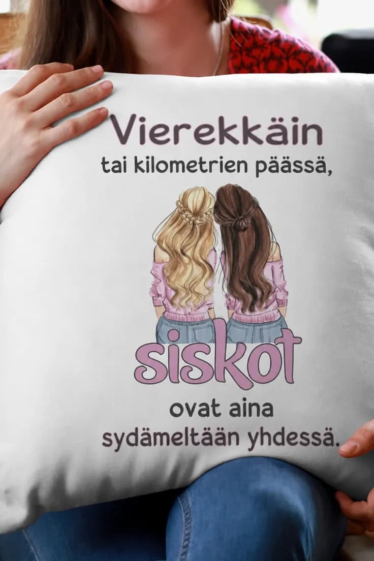 Koristetyyny Siskot sydämeltään yhdessä