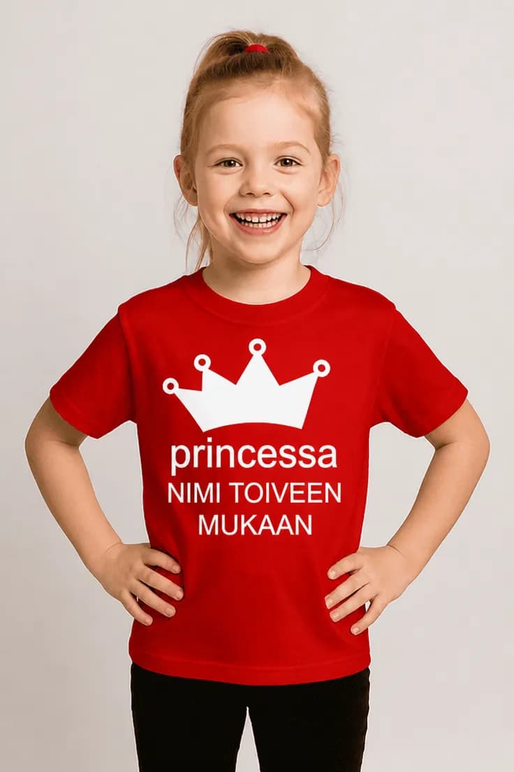 Lasten t-paita Prinsessa nimellä – prinsessa