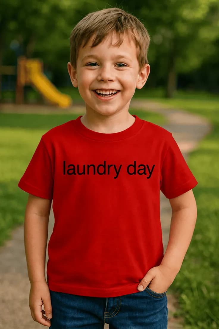 Lasten t-paita Pyykkipäivä – laundry day