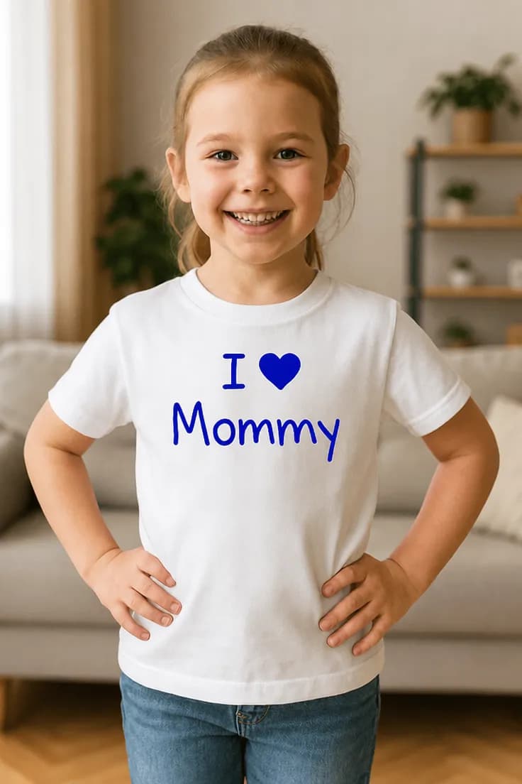 Lasten t-paita Rakastan äitiä – I ❤ Mommy