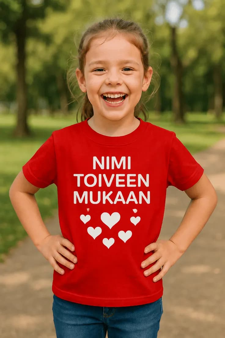 Lasten t-paita Sydämet omalla nimellä