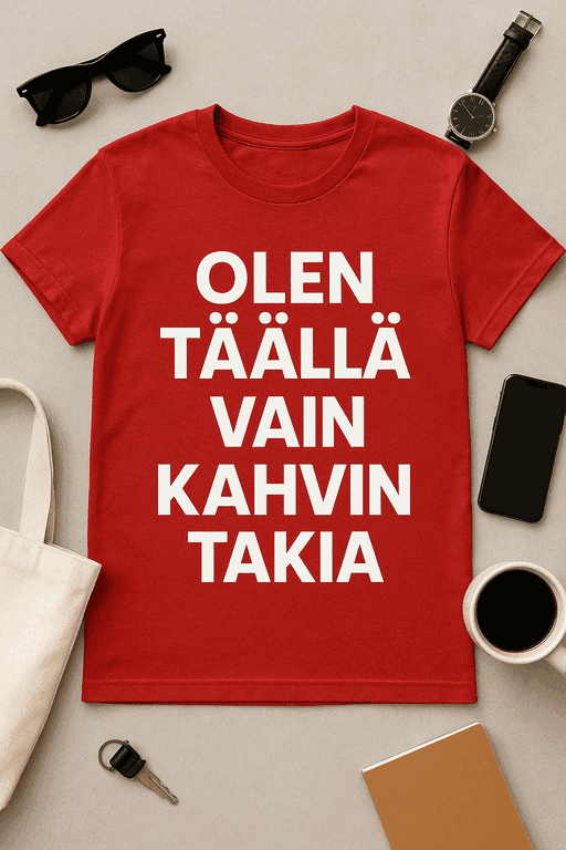Olen täällä vain kahvin takia - T-paita