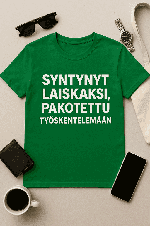 Syntynyt laiskaksi, pakotettu työskentelemään - T-paita