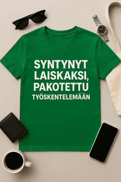Syntynyt laiskaksi, pakotettu työskentelemään - T-paita