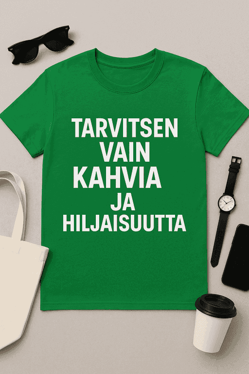 Tarvitsen vain kahvia ja hiljaisuutta - T-paita