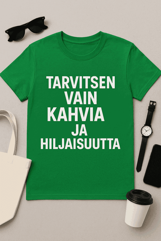 Tarvitsen vain kahvia ja hiljaisuutta - T-paita
