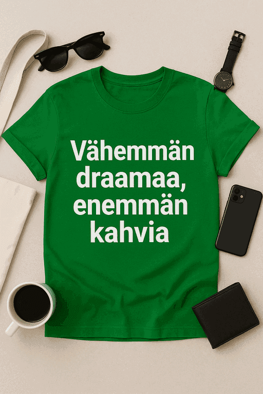 Vähemmän draamaa, enemmän kahvia - T-paita