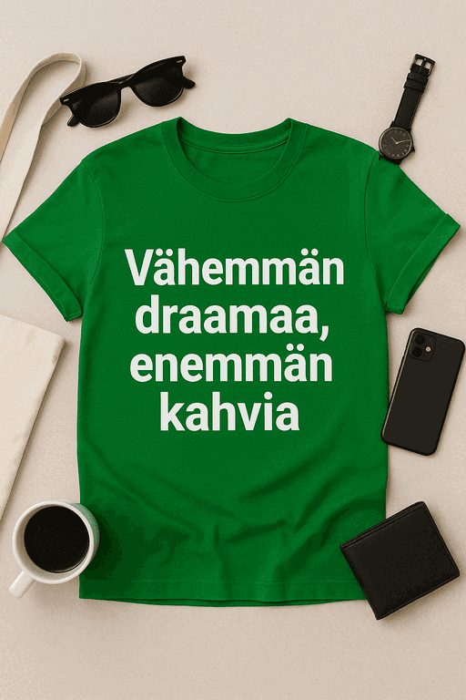 Vähemmän draamaa, enemmän kahvia - T-paita