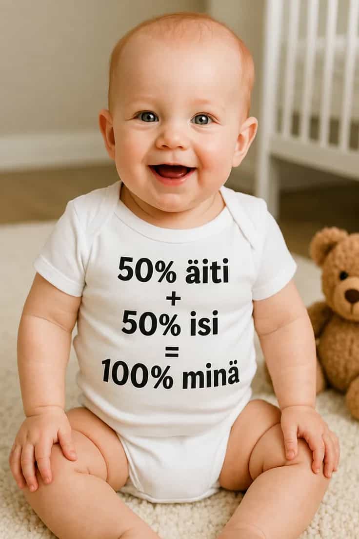 Vauvan body 100 prosenttia minä – 50% äiti