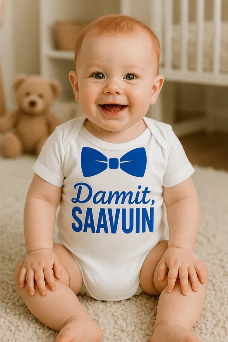 Vauvan body Daamit saavuin – Daamit, SAAVUIN.