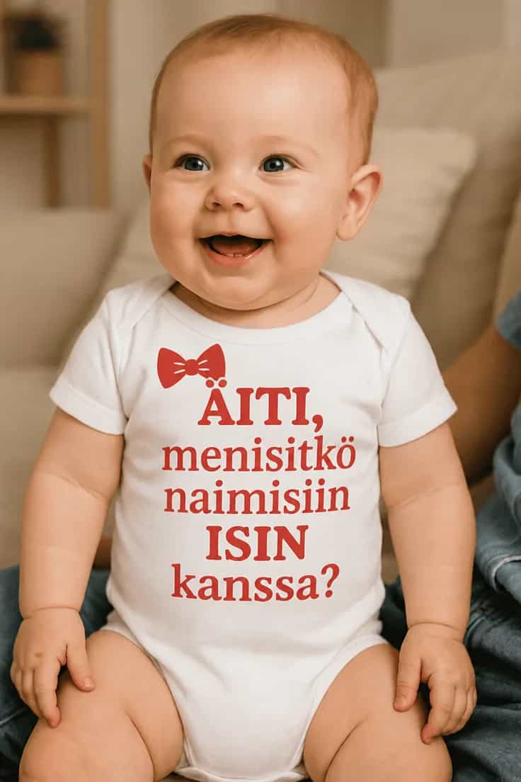 Vauvan body Kosinta äidille omalla tekstillä