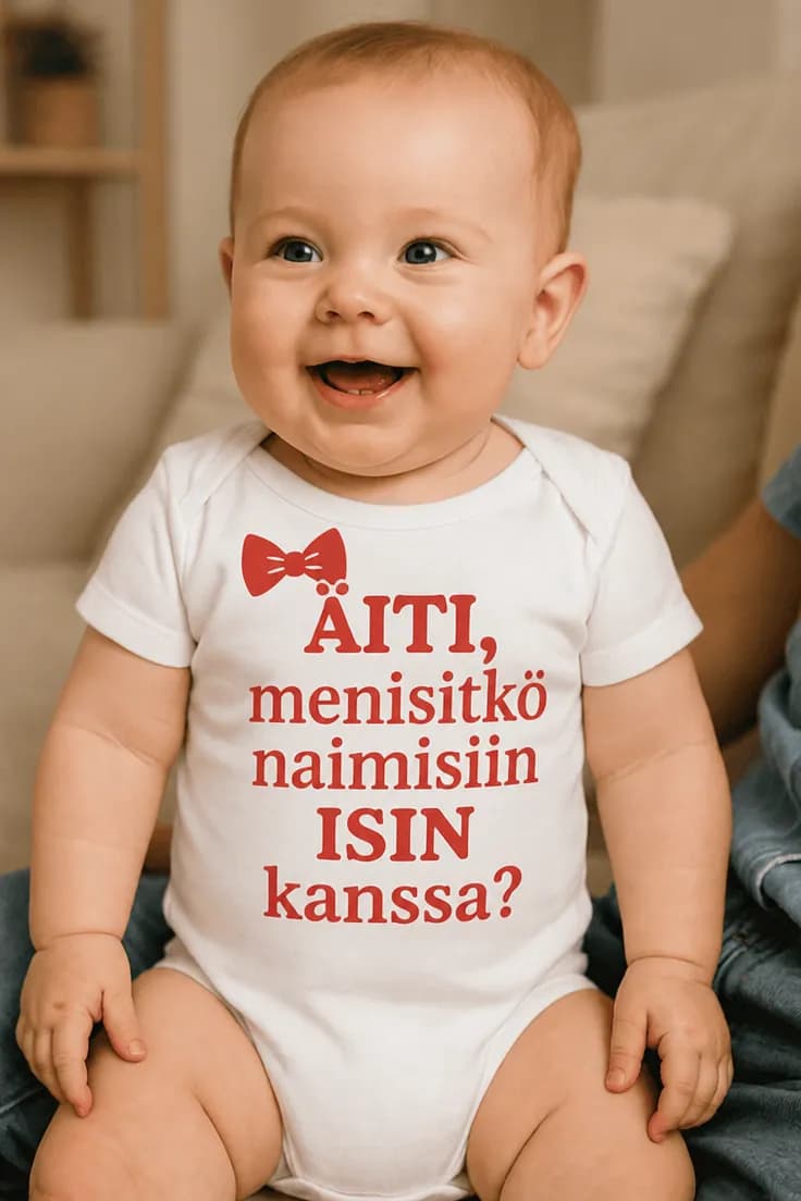 Vauvan body Kosinta äidille omalla tekstillä