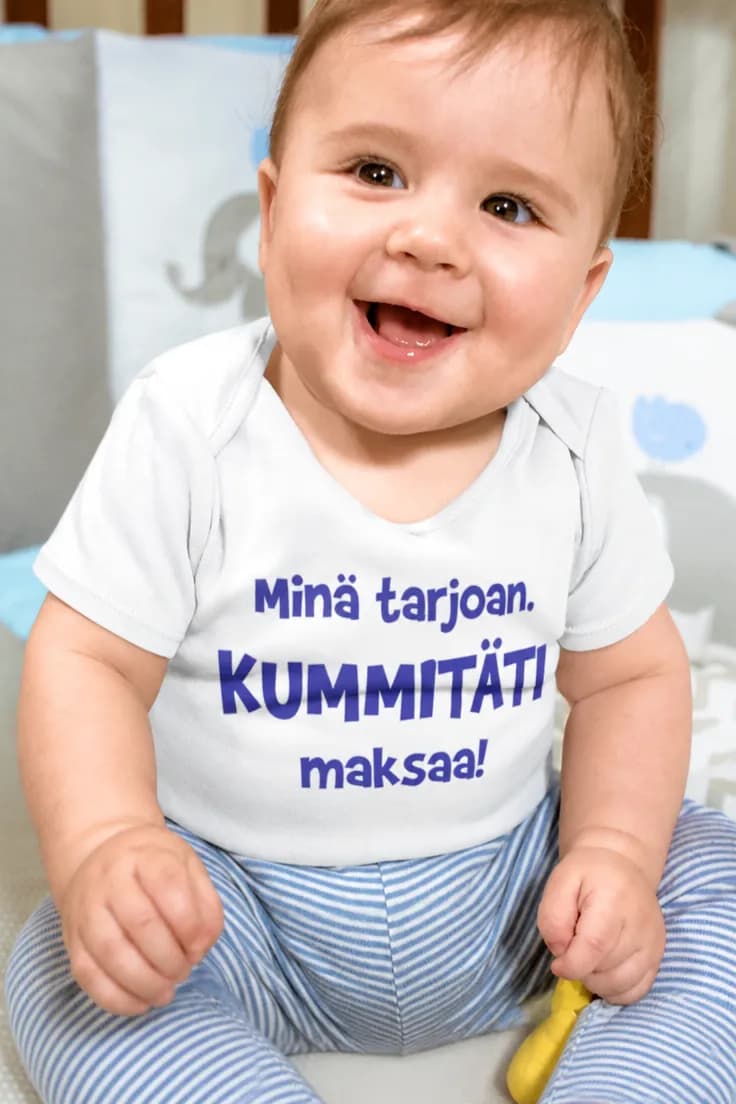 Vauvan body Minä tarjoan kummitäti maksaa