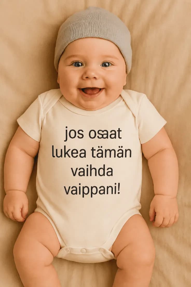 Vauvan body Vaihda vaippani – jos osaat lukea tämän