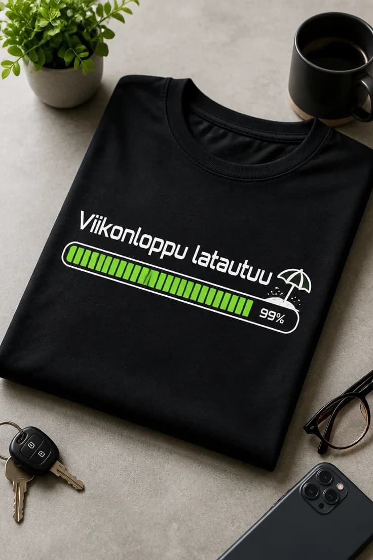 Weekend loading -t-paita – Viikonloppu latautuu