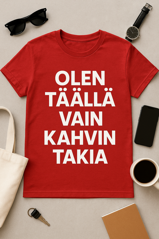 Olen täällä vain kahvin takia - T-paita