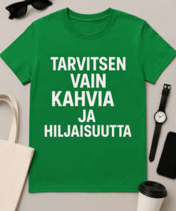 Tarvitsen vain kahvia ja hiljaisuutta - T-paita