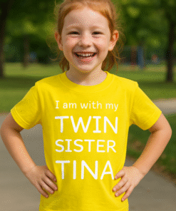I am with my TWIN SISTER TINA (nimi toiveen mukaan) - T-paita