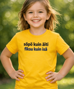 Hauska lasten t-paita: Söpö kuin äiti, fiksu kuin isä