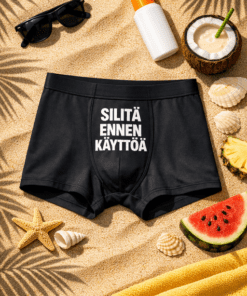 Miesten bokserit “Silitä ennen käyttöä”
