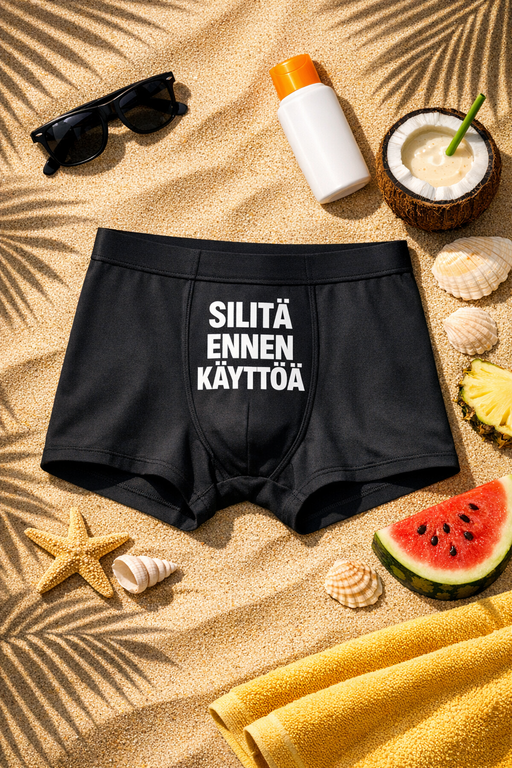 Miesten bokserit “Silitä ennen käyttöä”