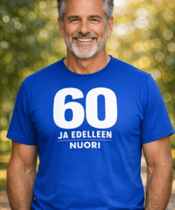 Hauska t-paita 60 ja edelleen nuori
