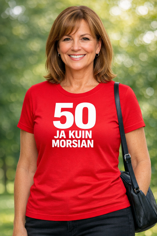 Hauska t-paita 50 ja kuin morsian