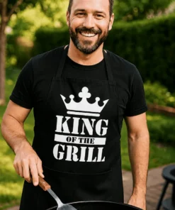 Esiliina Grillin kuningas lahjaksi, painatuksella KING OF THE GRILL