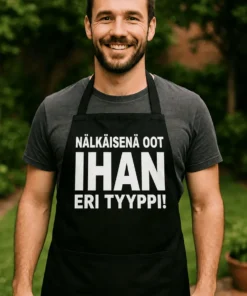Esiliina Nälkäisenä oot ihan eri hauskalla tekstillä NÄLKÄISENÄ OOT IHAN ERI TYYPPI!