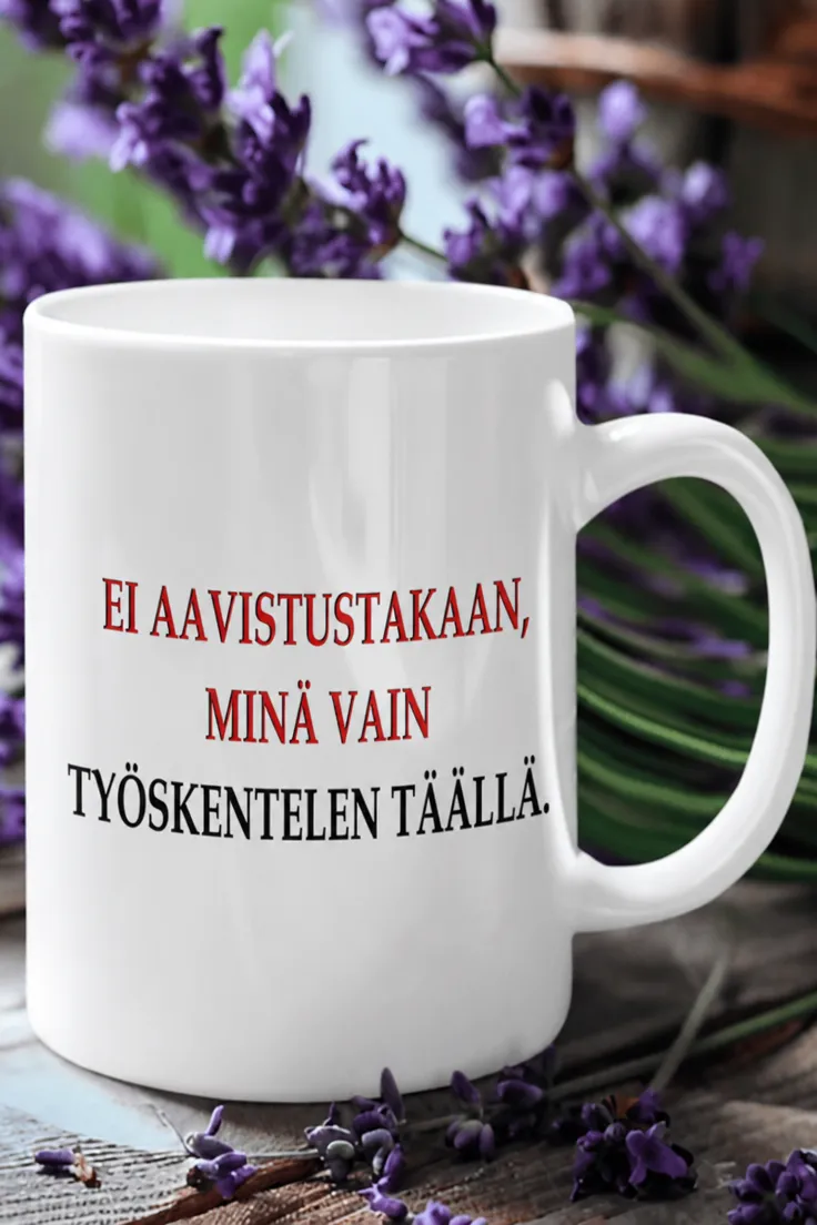 Hauska muki Ei aavistustakaan humoristisella työpaikka-aiheisella designilla
