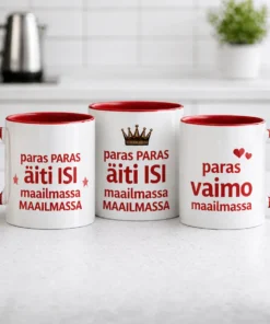 Hauska muki paras maailmassa lahjaksi, humoristinen design tekstillä paras PARAS äiti ISI maailmassa MAAILMASSA paras vaimo maailmassa