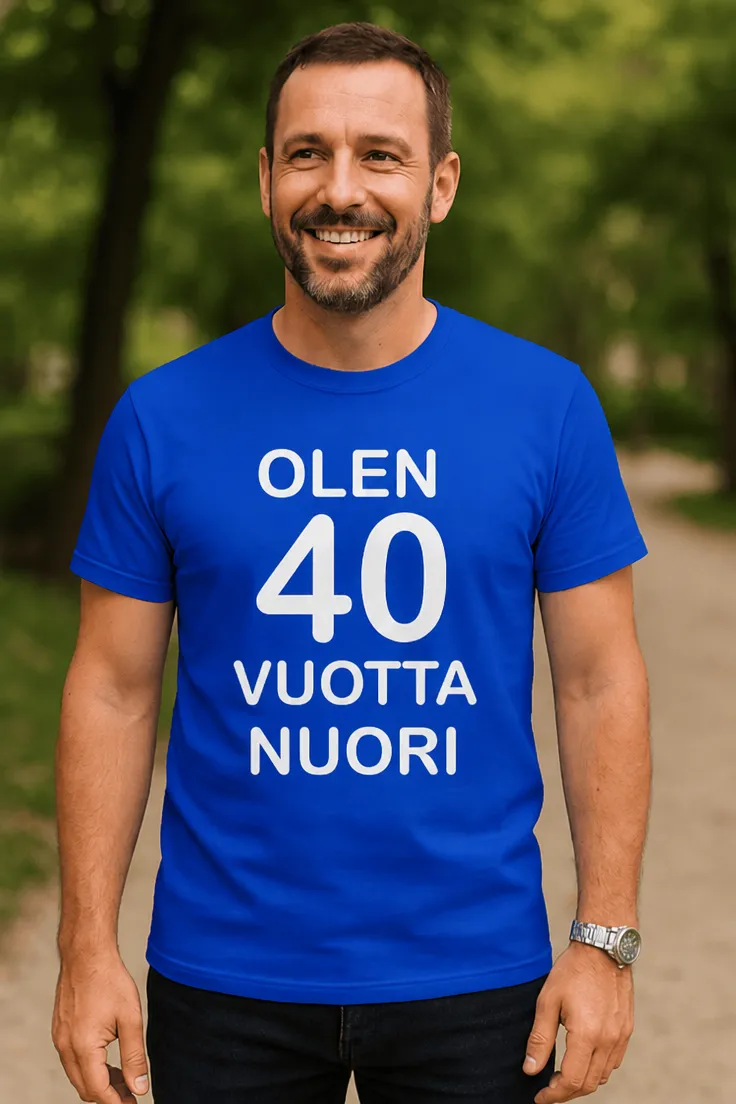 Hauska t-paita 40 vuotta nuori lahja synttäreille 40 vuotta täyttävälle