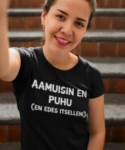 Hauska t-paita AAMUISIN EN PUHU lahjaksi aamu-uniselle